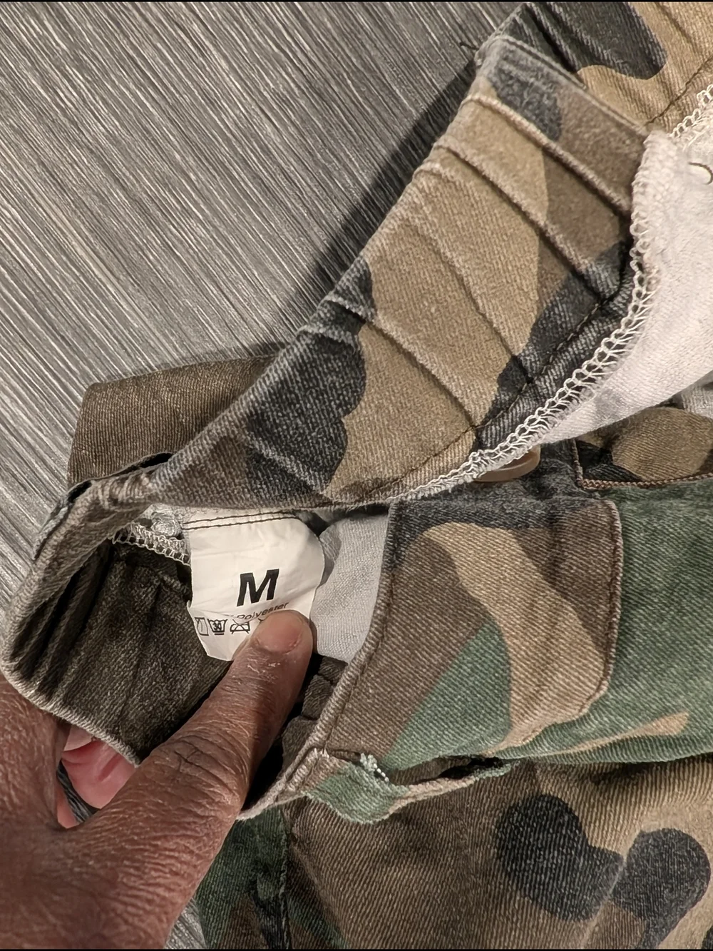 SHEIN Green & Brown Camouflage Denim Cutoff Shorts